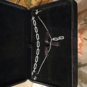 Sterling Silver and White Sapphire Paperclip Style  Necklace and Bracelet NWOT